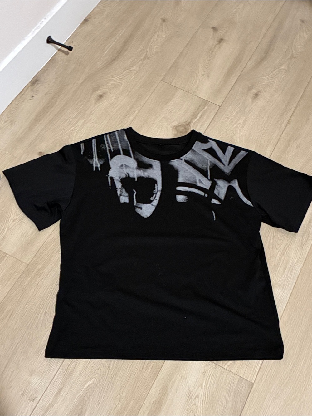 Kids Black Graphic Tee with Gray Accent